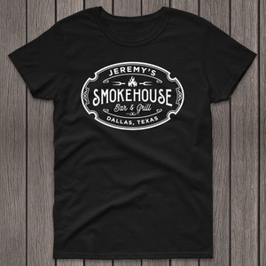 Personalized BBQ Tshirt Smokehouse Bar & Grill, Custom Meat Smoker Tshirt, Gift for Meat Smoker, Funny Grilling Accessory, Grilling Tshirt image 3