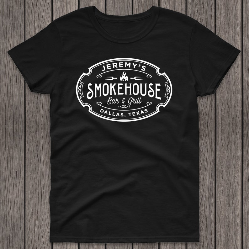 Personalized BBQ Tshirt Smokehouse Bar & Grill, Custom Meat Smoker Tshirt, Gift for Meat Smoker, Funny Grilling Accessory, Grilling Tshirt image 3