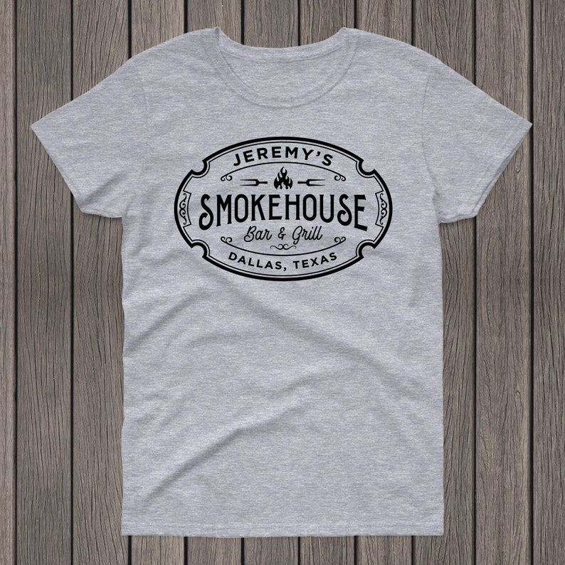 Personalized BBQ Tshirt Smokehouse Bar & Grill, Custom Meat Smoker Tshirt, Gift for Meat Smoker, Funny Grilling Accessory, Grilling Tshirt image 5