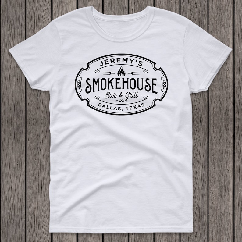 Personalized BBQ Tshirt Smokehouse Bar & Grill, Custom Meat Smoker Tshirt, Gift for Meat Smoker, Funny Grilling Accessory, Grilling Tshirt image 6