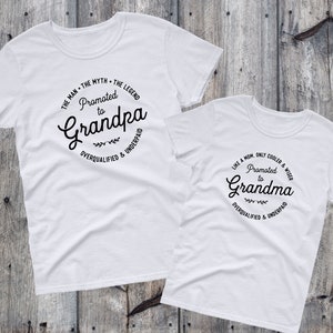 Promoted to Grandpa and Grandma Matching Tshirts, Gift for New Grandparents, Pregnancy Announcement to Grandma and Grandpa, Baby Reveal image 8