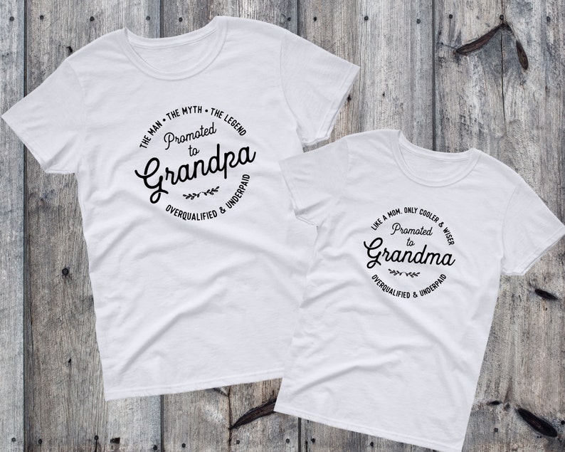 Promoted to Grandpa and Grandma Matching Tshirts, Gift for New Grandparents, Pregnancy Announcement to Grandma and Grandpa, Baby Reveal image 8