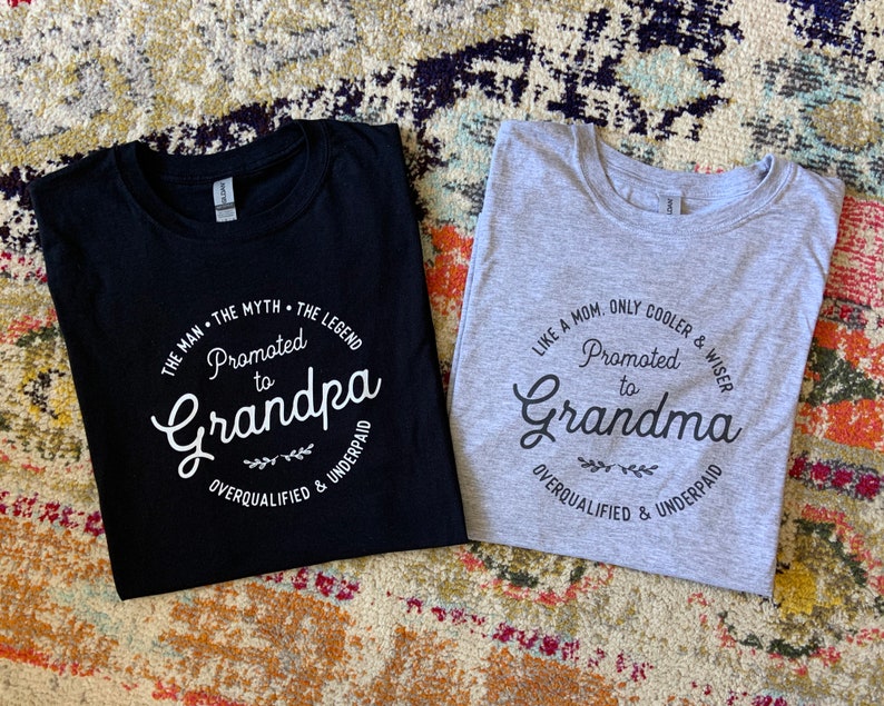 Promoted to Grandpa and Grandma Matching Tshirts, Gift for New Grandparents, Pregnancy Announcement to Grandma and Grandpa, Baby Reveal image 4
