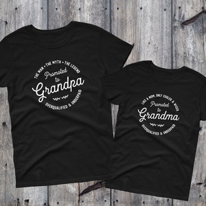 Promoted to Grandpa and Grandma Matching Tshirts, Gift for New Grandparents, Pregnancy Announcement to Grandma and Grandpa, Baby Reveal image 5