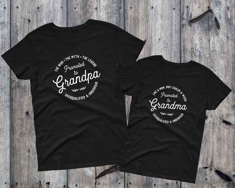 Promoted to Grandpa and Grandma Matching Tshirts, Gift for New Grandparents, Pregnancy Announcement to Grandma and Grandpa, Baby Reveal image 5