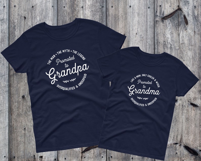 Promoted to Grandpa and Grandma Matching Tshirts, Gift for New Grandparents, Pregnancy Announcement to Grandma and Grandpa, Baby Reveal image 6