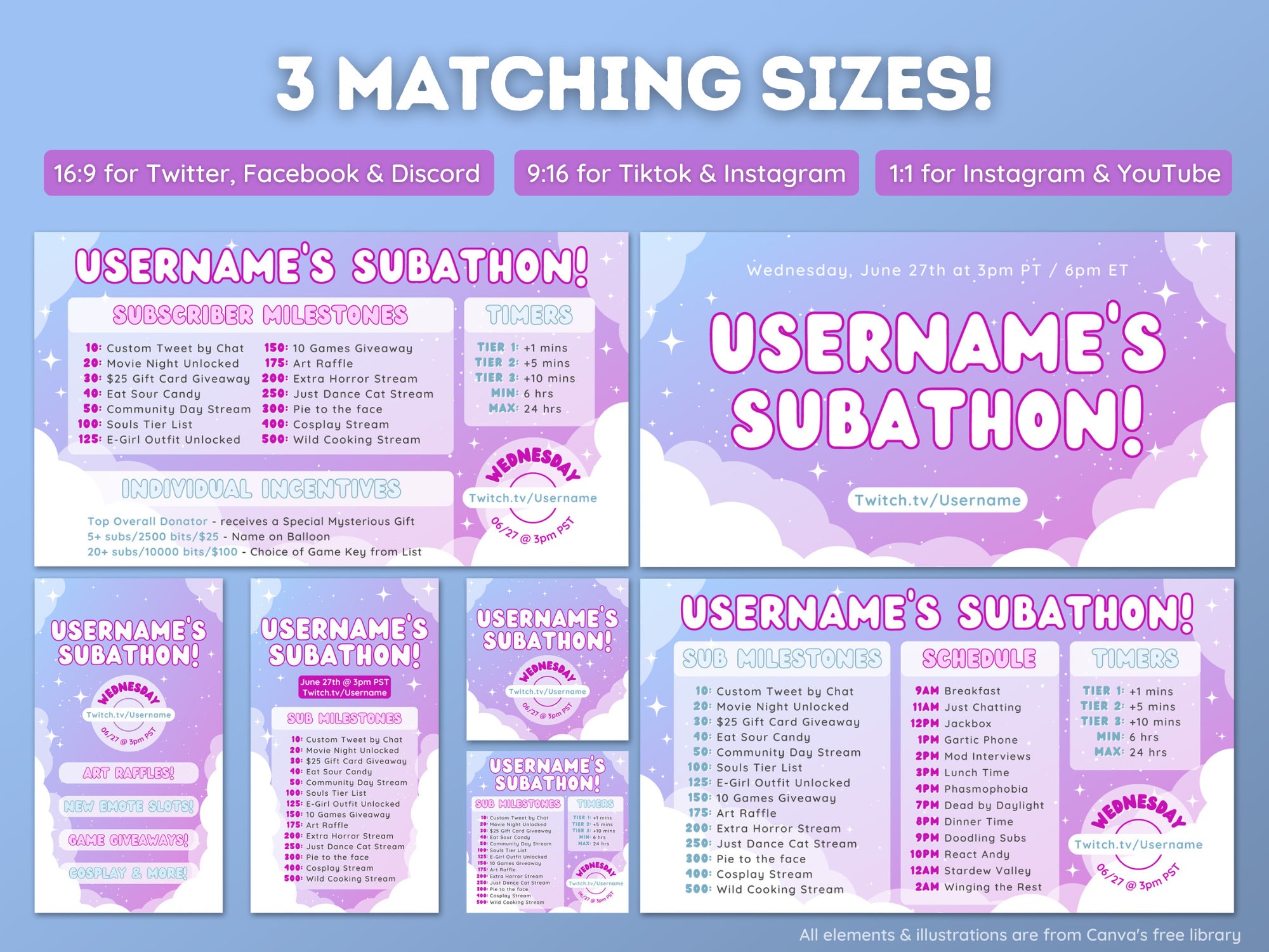 Starry Sky Subathon Twitch Subathon Social Media Package - Etsy