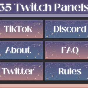 35 Celestial Twitch Panels (Customizable) - Editable Canva Template - Space, Stars, Night, Moon, Astrology - Twitch Panels Witchy