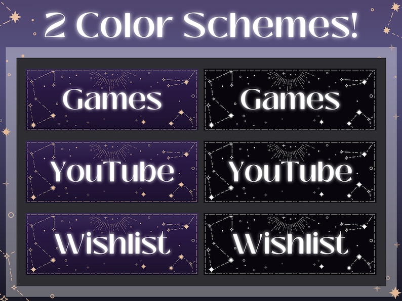 35 Dark Celestial Twitch Panels customizable Editable Canva Template ...
