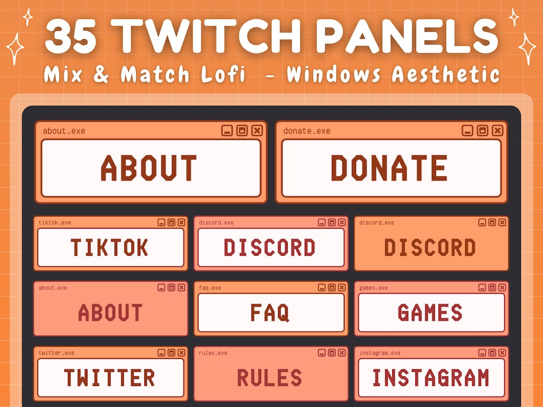 35 Twitch Panels - Orange Retro Lofi Windows Aesthetic - Twitch Panels ...