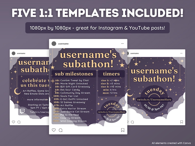 Dark Starry Night Sky Subathon - Twitch Subathon Social Media Package ...