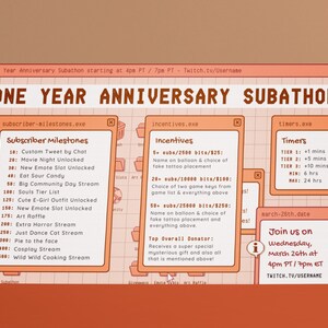Orange Retro Lofi Twitch Subathon Social Media Package | Twitch Stream ...