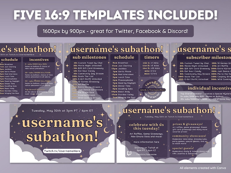 Dark Starry Night Sky Subathon - Twitch Subathon Social Media Package ...