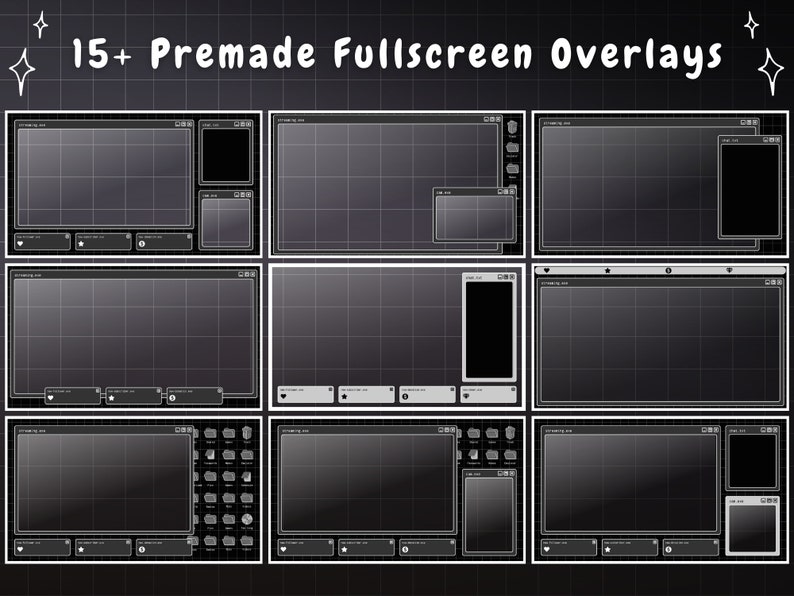 Twitch Overlay Stream Paket - Dark Retro Lofi Schwarz & Weiß Ästhetik - Animiertes Twitch Overlay Lofi Twitch Overlay für Windows-Warnungen Bild 2