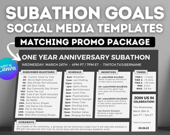 Twitch Subathon Social Media Package | Twitch Event Minimal Social Package | Black & White | Stream Subathon | Night, Simple, Stylish, cute