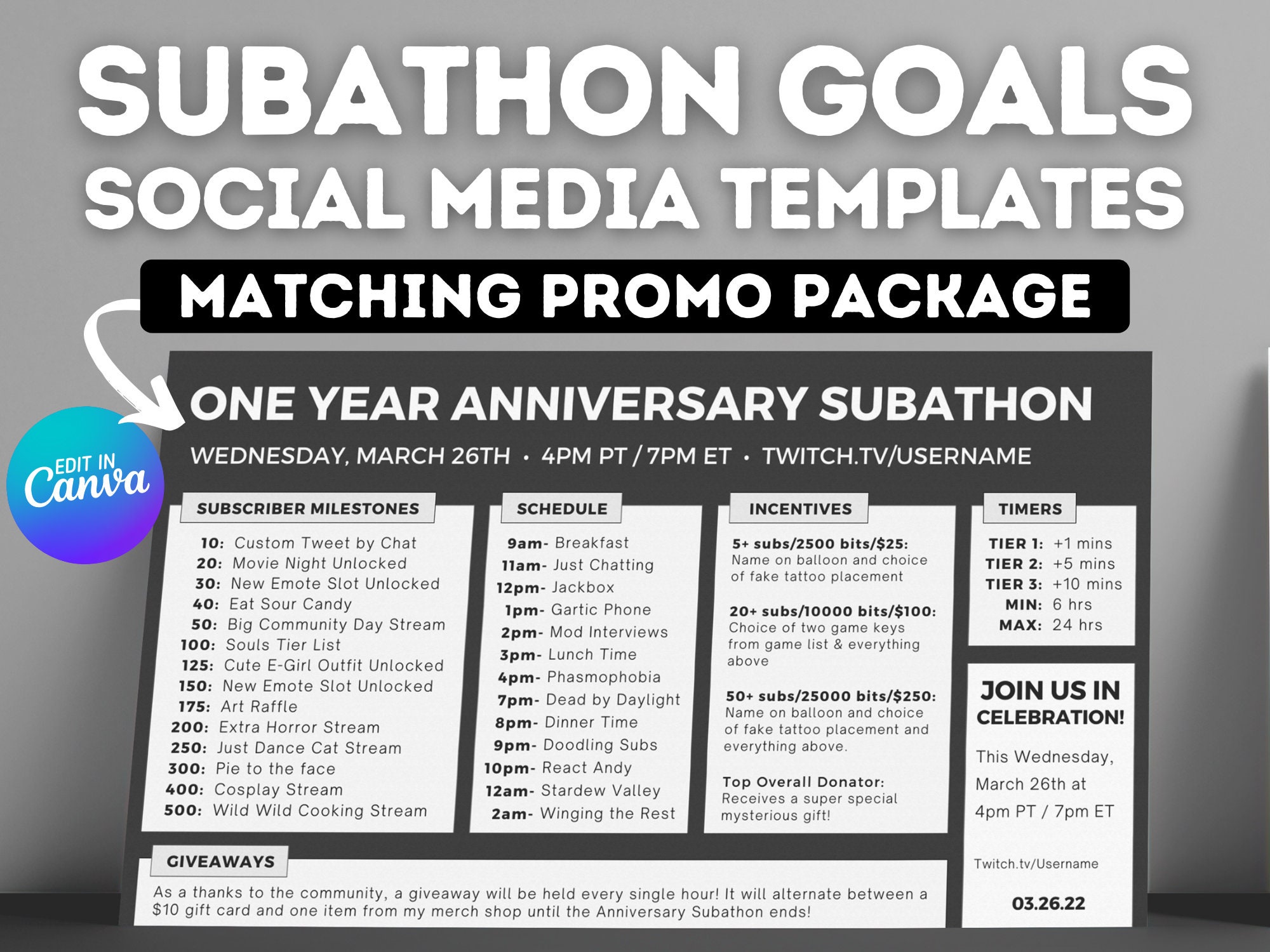 Twitch Subathon Social Media Package Minimal Aesthetic Cozy 