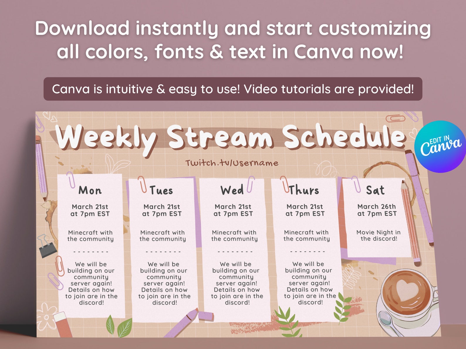 Cozy Lofi Desk Twitch Youtube Weekly Stream Schedule | Social Media ...