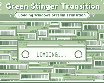 Twitch Stinger Transition Green Retro Lofi Windows Aesthetic, Computer UI - Twitch Transition Green - Kawaii Sage Green Stinger Transition