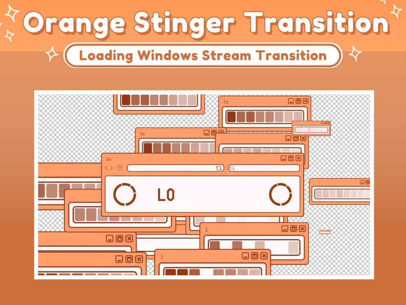 Twitch Stinger Transition Orange Retro Lofi Windows Aesthetic, Computer UI Twitch Transition Orange Peach Orange Stinger Transition image 3