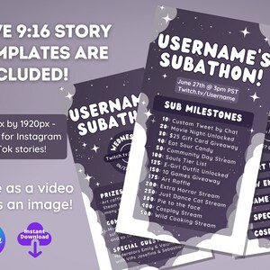 Dark Purple Night Sky Subathon - Twitch Subathon Social Media Package ...