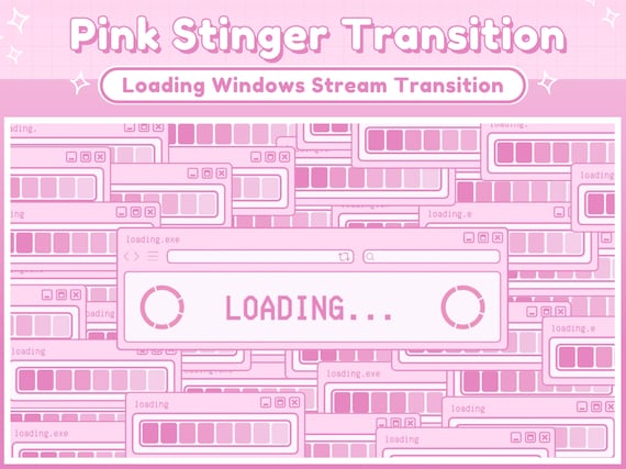 Twitch Stinger Transition Pink Retro Lofi Windows Aesthetic, Computer UI - Twitch Transition Pink - Pastel Pink OBS Stinger Transition