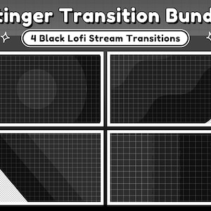 Twitch Stinger Transition - Dark Retro Lofi Pattern, Black & White Aesthetic - Twitch Transition Black - Dark Retro Stinger Transition Black