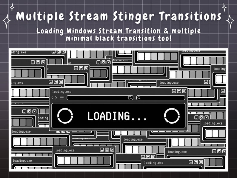 Twitch Overlay Stream Paket - Dark Retro Lofi Schwarz & Weiß Ästhetik - Animiertes Twitch Overlay Lofi Twitch Overlay für Windows-Warnungen Bild 8