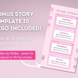 Puede incluir: Una plantilla de agenda digital rosa y blanca para historias de Instagram y TikTok. La plantilla presenta un horario para una semana con los d&iacute;as de la semana listados en un cuadro rosa con un contorno blanco. El texto "Stream Schedule" est&aacute; en la parte superior de la plantilla. La plantilla est&aacute; dise&ntilde;ada para ser utilizada para compartir un horario semanal de transmisiones en vivo.