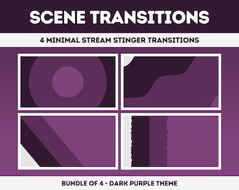 Twitch Stinger Transition Dark Purple - Scene Transition Purple - Minimalistic Twitch Stinger Transition Purple - BUNDLE OF 4 TRANSITIONS