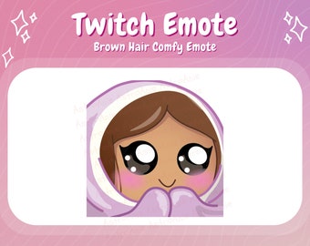 Cozy Blanket Twitch Emotes Brown Hair Girl Streaming Emotes Cute Comfy Expressions for Streamers