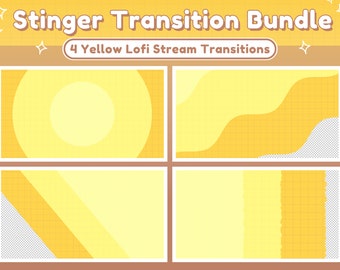 Transiciones de Twitch Stinger - Patrón Lofi retro amarillo, estética amarilla linda - Transición de Twitch Amarillo - Transición de Stinger amarillo pastel