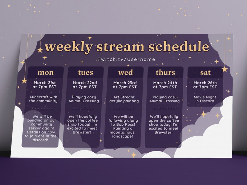 Dark Starry Night Sky Twitch Youtube Weekly Stream Schedule | Social ...