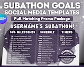Dark Purple Night Sky Subathon - Twitch Subathon Social Media Package | Twitch Event Social | Stream Subathon | Clouds, Stars, Witchy, Cute