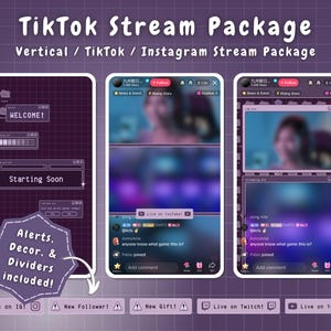 TikTok Stream Overlay Package - Dark Purple Retro Lofi Dark Purple Aesthetic - Animated Overlay Lofi Windows Purple - TikTok Live Overlay