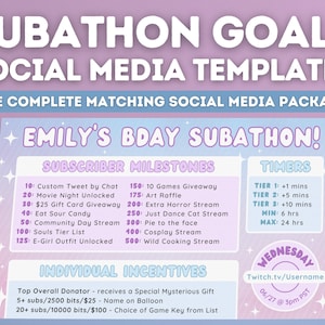 Aesthetic Purple Pastel Subathon -  Twitch Subathon Social Media Package | Twitch Event Social Package | Stream Subathon | Kawaii, Cute
