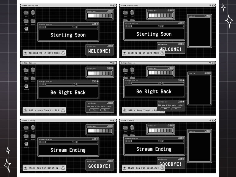 Twitch Overlay Stream Paket - Dark Retro Lofi Schwarz & Weiß Ästhetik - Animiertes Twitch Overlay Lofi Twitch Overlay für Windows-Warnungen Bild 9