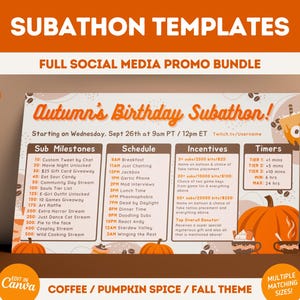 Pumpkin Spice Subathon - Twitch Subathon Social Media Package | Twitch Event Social | Stream Subathon | Coffee Theme, Warm Comfy Cafe Latte