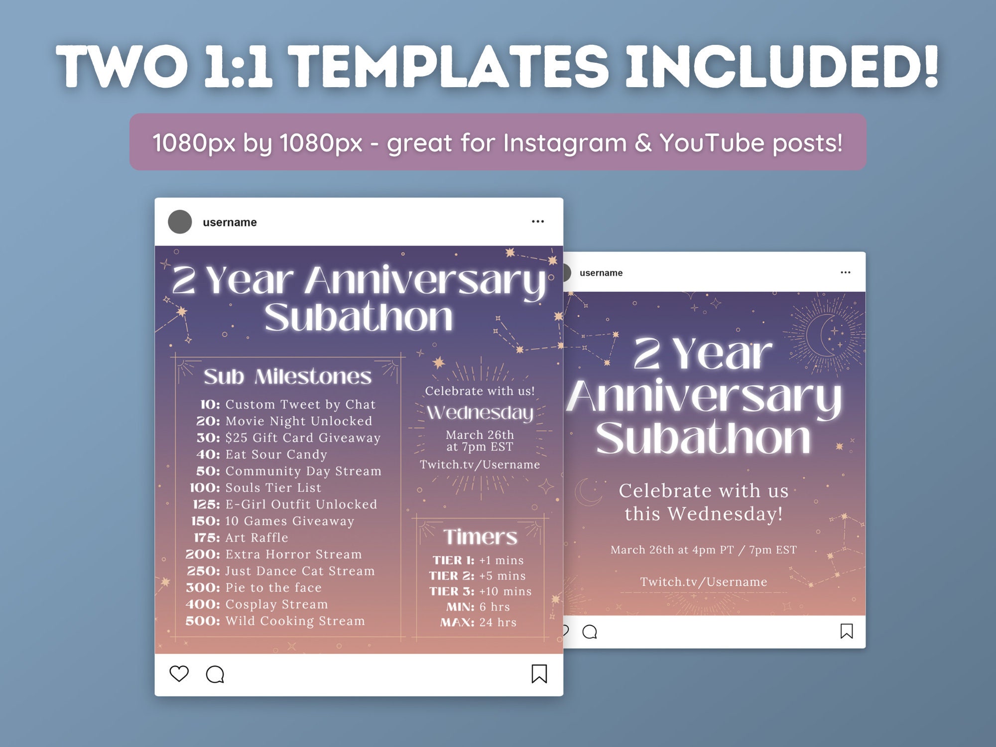 Rotating Subathon Sticker Celestial Subathon - Twitch Subathon Social Media Package | Twitch ...