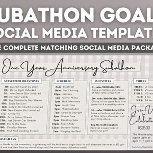 Twitch Subathon Social Media Package - Minimal Aesthetic Cozy Subathon | Twitch Event Social Package | Stream Subathon | Simple, Stylish