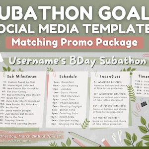 Twitch Subathon Social Media Package Minimal Aesthetic Cozy 