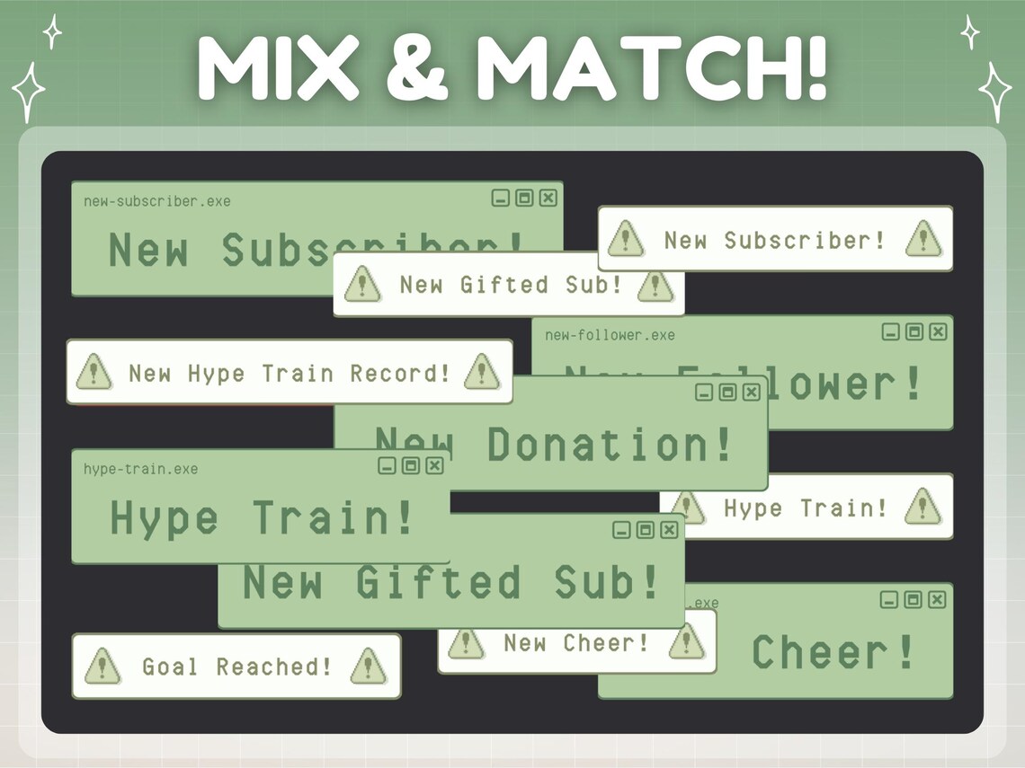 Animated Stream Alerts - Green Retro Lofi Windows Aesthetic - Twitch ...