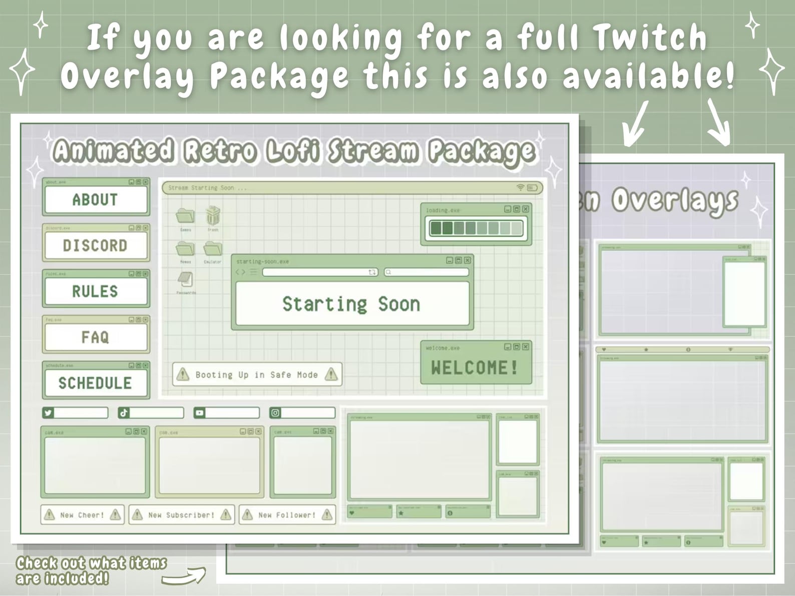 Animated Stream Alerts - Green Retro Lofi Windows Aesthetic - Twitch ...
