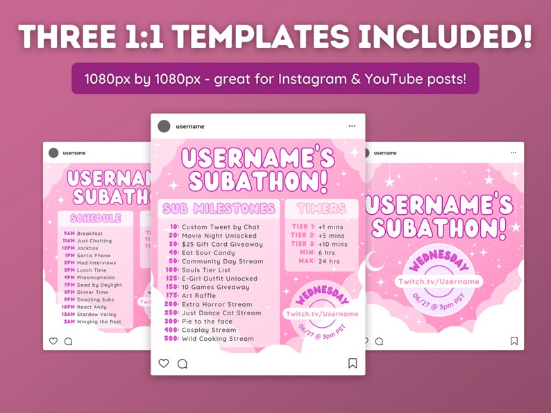 Pink Starry Sky Subathon Twitch Subathon Social Media - Etsy