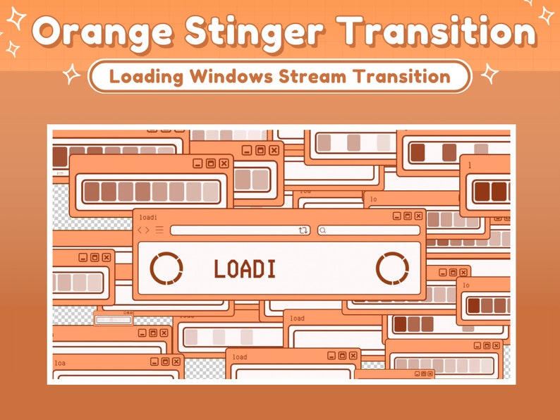 Twitch Stinger Transition Orange Retro Lofi Windows Aesthetic, Computer UI Twitch Transition Orange Peach Orange Stinger Transition image 4