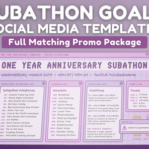 Pacote de mídia social Purple Retro Lofi Twitch Subathon | Subatona de transmissão do Twitch | Estética fofa em roxo pastel, janelas Lofi aconchegantes, Kawaii