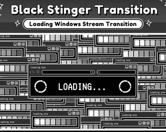 Twitch Stinger Transition Black Retro Lofi Windows Aesthetic, Computer UI - Twitch Transition Black - Grey Black & White Stinger Transition