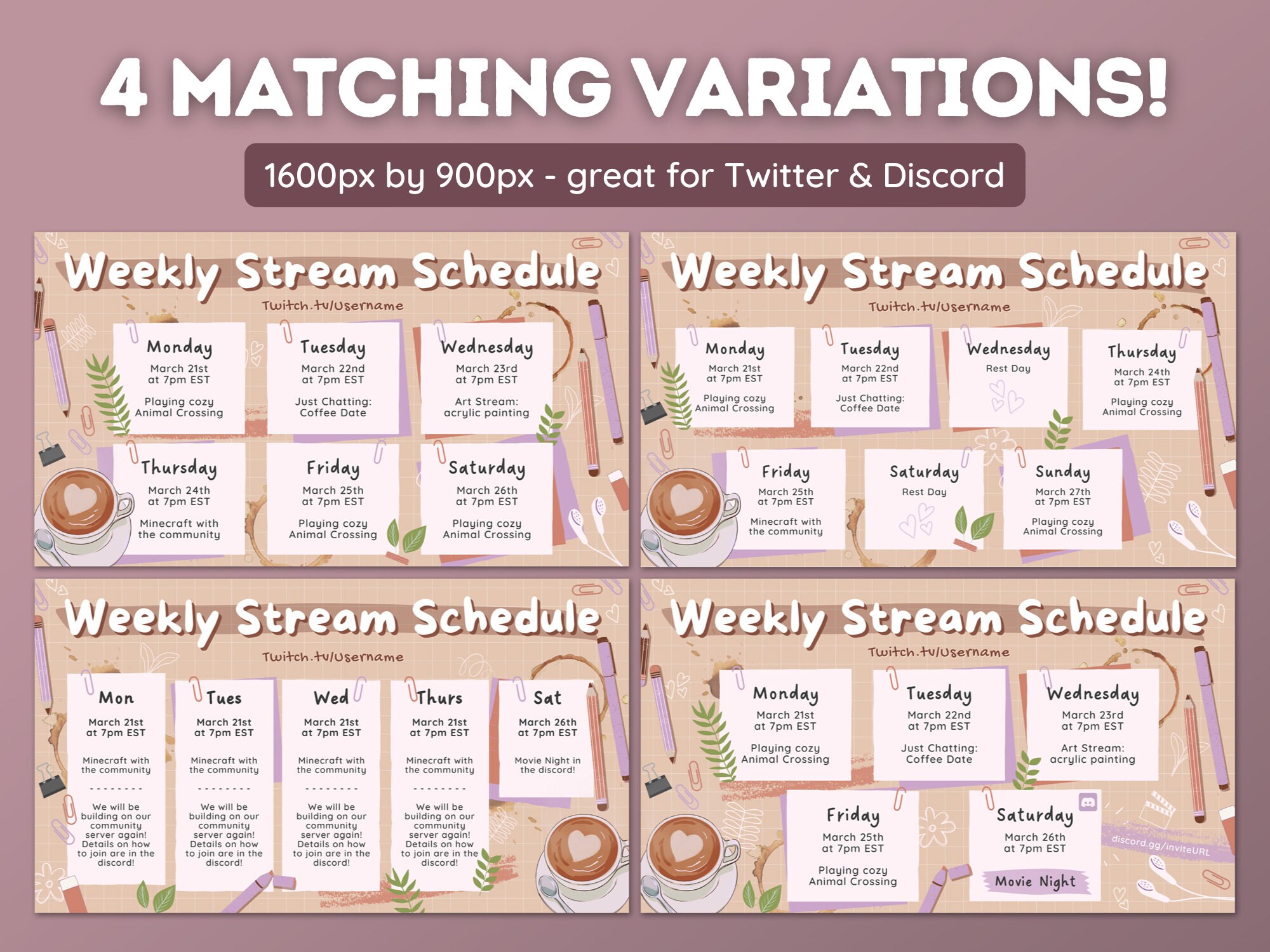 Cozy Lofi Desk Twitch Youtube Weekly Stream Schedule | Social Media ...
