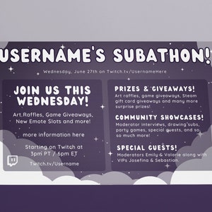 Dark Purple Night Sky Subathon - Twitch Subathon Social Media Package ...