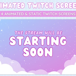 4 Animated Twitch Screens - Starry Sky | Celestial - Star - Clouds - Aesthetic | Starting Soon, Be Right Back, Stream Ending Scene