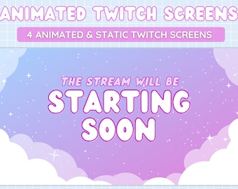 4 Animated Twitch Screens - Starry Sky | Celestial - Star - Clouds - Aesthetic | Starting Soon, Be Right Back, Stream Ending Scene